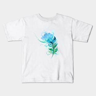 Green Feather ( Watercolor Feather ) Kids T-Shirt